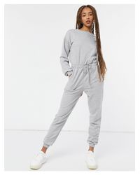 Tuta jumpsuit da casa con felpa e joggers mélange di ASOS in Grigio | Lyst