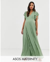 asos design maxi dress with lace godet panels