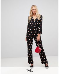 Y A S Leather Polka Dot Jumpsuit In Black Lyst