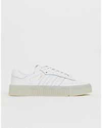 adidas Originals Leather Samba Rose Trainers In Triple White - Lyst