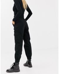 stradivarius cargo pants black