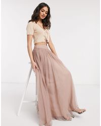 Falda larga LACE & BEADS de Tul de color Rosa | Lyst