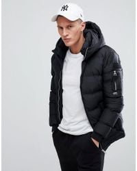 pull&bear puffer jacket in black