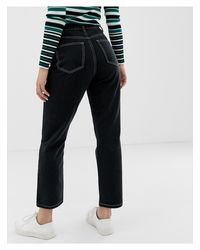 ONLY Denim Mom Jeans Met Contrasterend Stiksel in het Zwart | Lyst NL