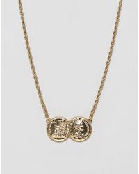 Collana Oro Stile Vintage Con Moneta Doppia Da Uomo Di Asos In Metallizzato Lyst
