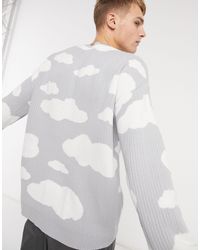 Maglione lavorato oversize grigio chiaro con nuvole da Uomo di ASOS in  Grigio | Lyst