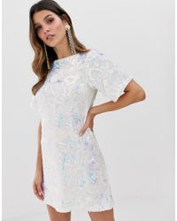 white sequin tshirt dress
