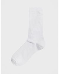 ASOS Cotton Calf Length Rib Socks in White - Lyst
