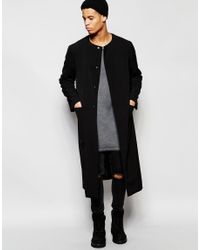 collarless longline jacket