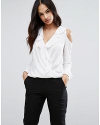 white front ruffle blouse
