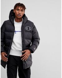 champion colour block quilted puffer jacket