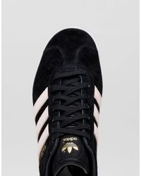adidas originals black gazelle trainers with velvet stripes