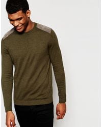 men's sweater with shoulder patches