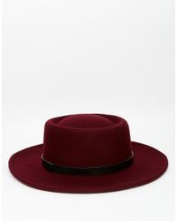 Asos Pork Pie Hat In Burgundy With Wide Brim in Red for Men (Burgundy