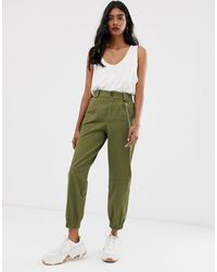 Pantalones cargo con cadena en caqui Stradivarius de Algodón de color Verde  | Lyst