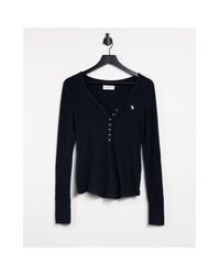 Abercrombie & Fitch Black Cozy Henley Long Sleeve T-shirt