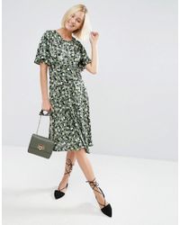 asos green animal print dress