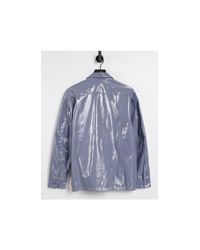 collusion unisex oversized pu shirt in black