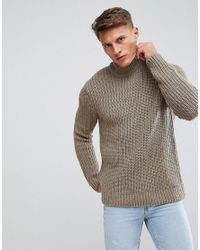 mens chunky knit roll neck jumper