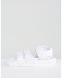 Adidas Originals Originals White Adilette Strappy Sandals Lyst