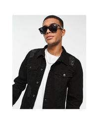 black ripped jean jacket men