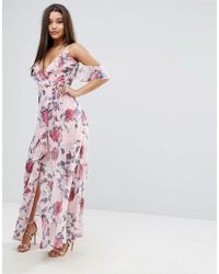 Lipsy Synthetic Floral Printed Maxi Dress in Pink - Lyst