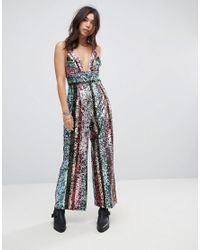sequin jumpsuit multicolor