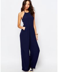 navy blue halter jumpsuit