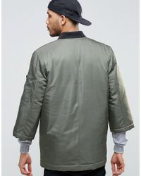ASOS Synthetic Kimono Bomber Jacket In Khaki in Green for Men - Lyst