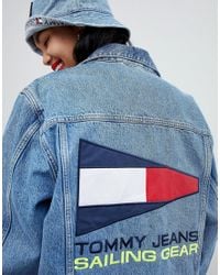 tommy hilfiger denim jacket with logo on the back