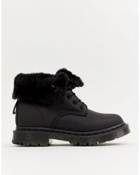 Dr. Martens 1460 Kolbert Leather Snowgrip Flat Ankle Boots in Black - Lyst