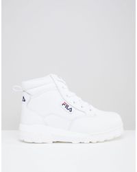 Fila Leather Grunge Mid Laceup in White Men - Lyst