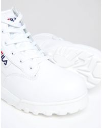 Fila Leather Grunge Mid Laceup Boots in White for Men - Lyst