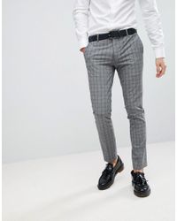 super skinny grey check trousers