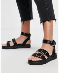 Zilveren blokhakken | Zilveren open sandalen met dikke zool en dikke hak