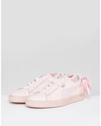puma suede bow trainers in pink