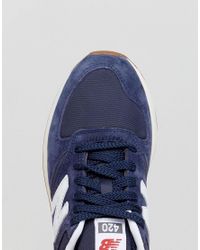 new balance 420 mesh trainers with gum sole in navy