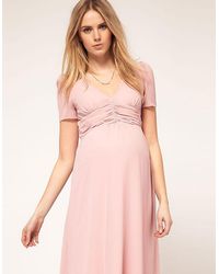 ASOS Maternity Midi Tea Dress in Pink - Lyst