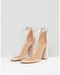 wide fit clear block heels