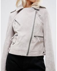 Blouson motard en daim ASOS en coloris Gray