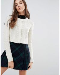 cropped aran jumper