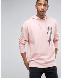 oversized longline hoodie with marble back print