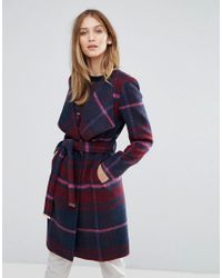 skaalet check midi wrap coat