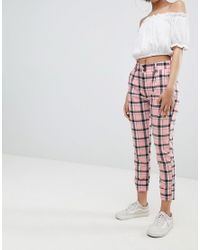 red checked trousers womens