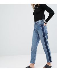 Jeans stretti in fondo a vita alta con riga lateraleMonki in Denim di  colore Blu | Lyst