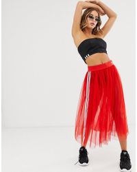 red adidas tulle skirt