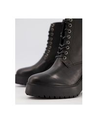 Botas negras con tacón, plataforma y cordones ASOS de Cuero de color Negro  para hombre | Lyst
