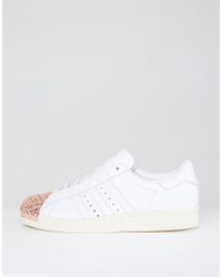adidas superstar 80s rose gold metallic white leather