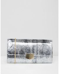 Yoki Fashion Metallic Yoki Faux Croc Clutch Bag