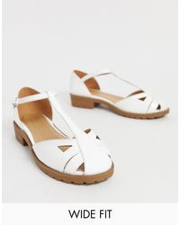 Asos Leder Micha Flache Weisse Schuhe In Weiss Lyst